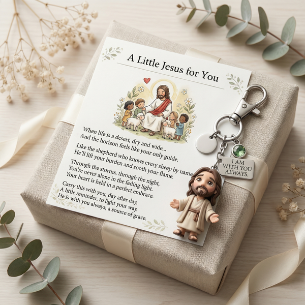 "A Little Jesus and Virgin Mary for You" - Comforting Pocket Reminder Keychain & Poem Card Gift Set ππ