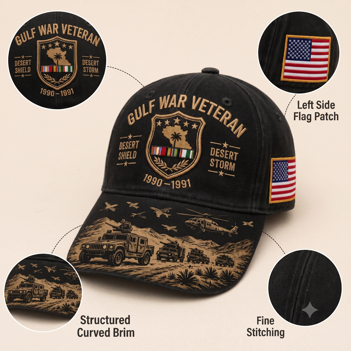 Last Day Promo: 49% OFF! Desert Storm Veteran Commemorative Cap – Gulf War Desert Shield Veteran Hat